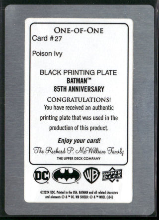 2024 UD Batman 85th Anniversary Card 27 Poison Ivy Printing Plate Black