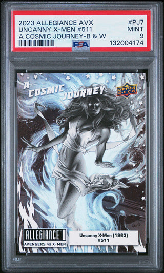 2023 Upper Deck Marvel Allegiance Avengers vs X-Men A Cosmic Journey Card PJ7 Uncanny X-Men (1963) #511 Black & White PSA 9