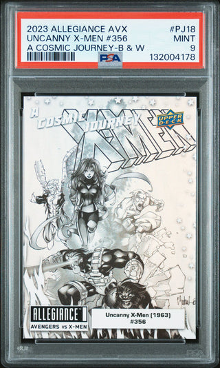 2023 Upper Deck Marvel Allegiance Avengers vs X-Men A Cosmic Journey Card PJ18 Uncanny X-Men (1963) #356 Black & White PSA 9