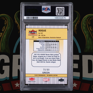 2023 Fleer Throwbacks '89 Marvel Edition Card 17 Rogue Green /89 PSA 9