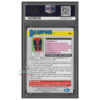 1991 Impel X-Force Promo Card 3 Deadpool PSA 9