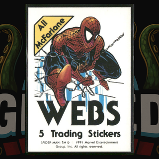 1991 Comic Images Spider-Man Webs Sticker Title Card Todd McFarlane