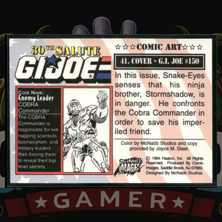 1994 Comic Images G.I. Joe 30th Salute #41 Snake Eyes Cover Card 150 Cobra Commander