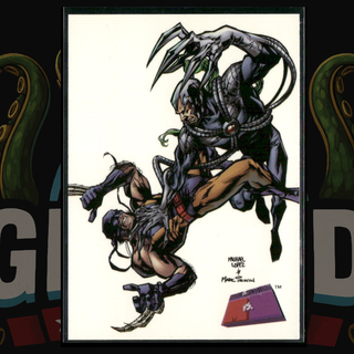 1997 Marvel vs Wildstorm Card 22 Warblade vs Wolverine (Michael Lopez)