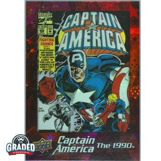 2016 UPPER DECK CAPTAIN AMERICA 75TH ANNIVERSARY 27 CAPTAIN AMERICA VOL 1 #425 RED FOIL AT PSA