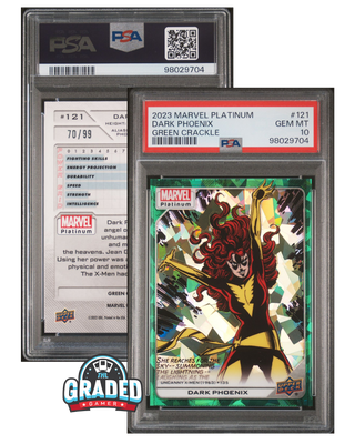 2023 Marvel Platinum Card 121 Dark Phoenix Green Crackle PSA 10