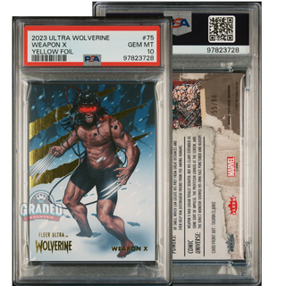 2023 Fleer Ultra Wolverine Card 75 Weapon X Yellow /90 PSA 10