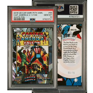 2016 Captain America 75th Anniversary Card 55 Captain America V. 1 #148 White 59/75 PSA 10