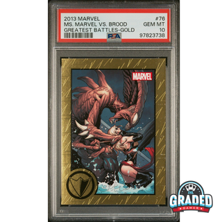 2013 Marvel Greatest Battles Card 76 Ms. Marvel vs. Brood PSA 10 /75