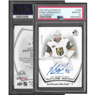 2021 SP Authentic Future Watch Autograph Card 190 Daniil Miromanov Vegas PSA 10