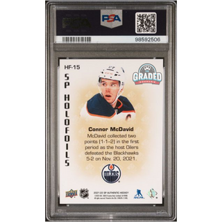 2021 SP Authentic SP Holofoil Card HF-15 Connor McDavid Edmonton Oilers PSA 9