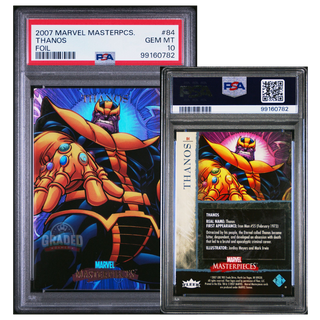 2007 Marvel Masterpieces Card 84 Thanos Foil PSA 10