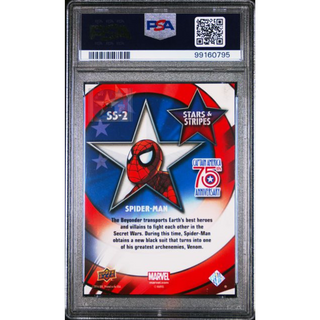 2016 Captain America 75th Anniversary Stars & Stripes Card SS2 Spider-Man PSA 10