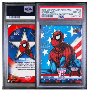 2016 Captain America 75th Anniversary Stars & Stripes Card SS2 Spider-Man PSA 10