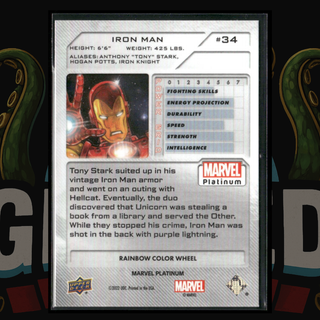 2023 UD Marvel Platinum Card 34 Iron Man Rainbow Color Wheel