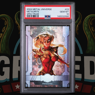 2024 UD Marvel Metal Universe Avengers Card 23 Meteorite Spectrum FX PSA 10
