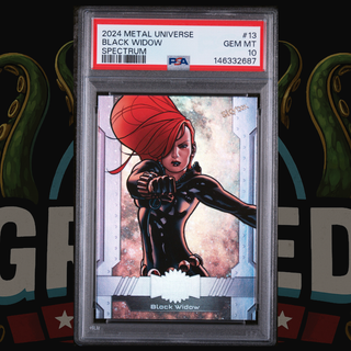 2024 UD Marvel Metal Universe Avengers Card 13 Black Widow Spectrum FX PSA 10