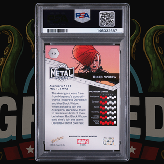 2024 UD Marvel Metal Universe Avengers Card 13 Black Widow Spectrum FX PSA 10