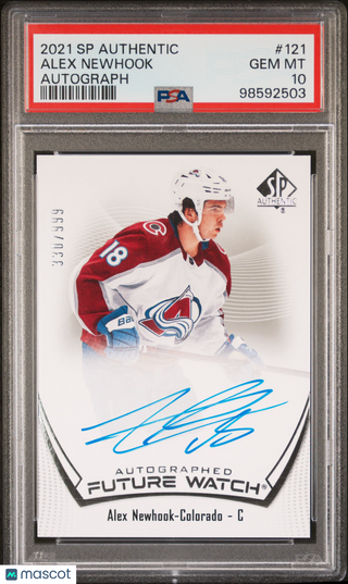 2021 SP Authentic Future Watch Autograph Card 121 Alex Newhook Colorado Avalanche /999 PSA 10