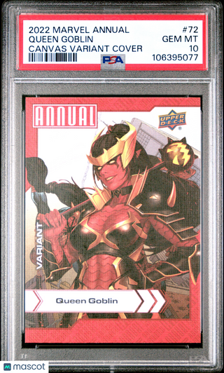 2022 Upper Deck Marvel Annual Card 72 Queen Goblin Canvas Variant PSA 10